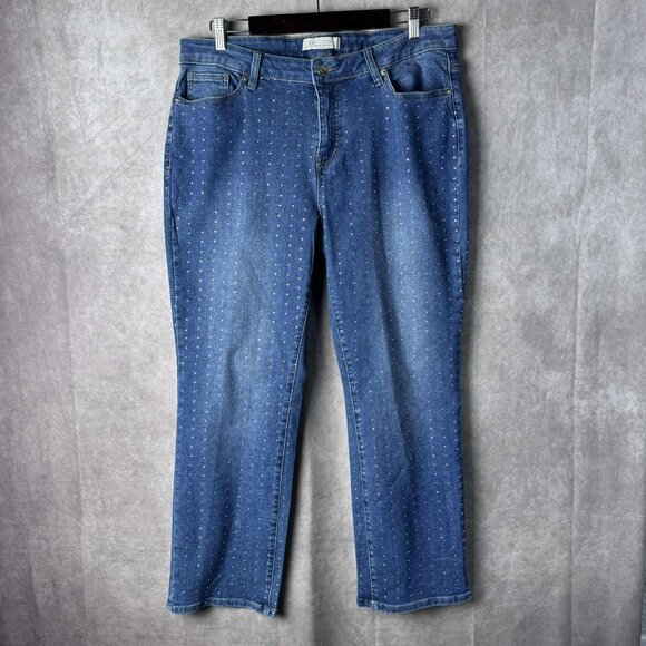 Cato Collection Limited Edition Rhinestone Studded Hi-Rise Jeans Size 16W - Picture 1 of 9